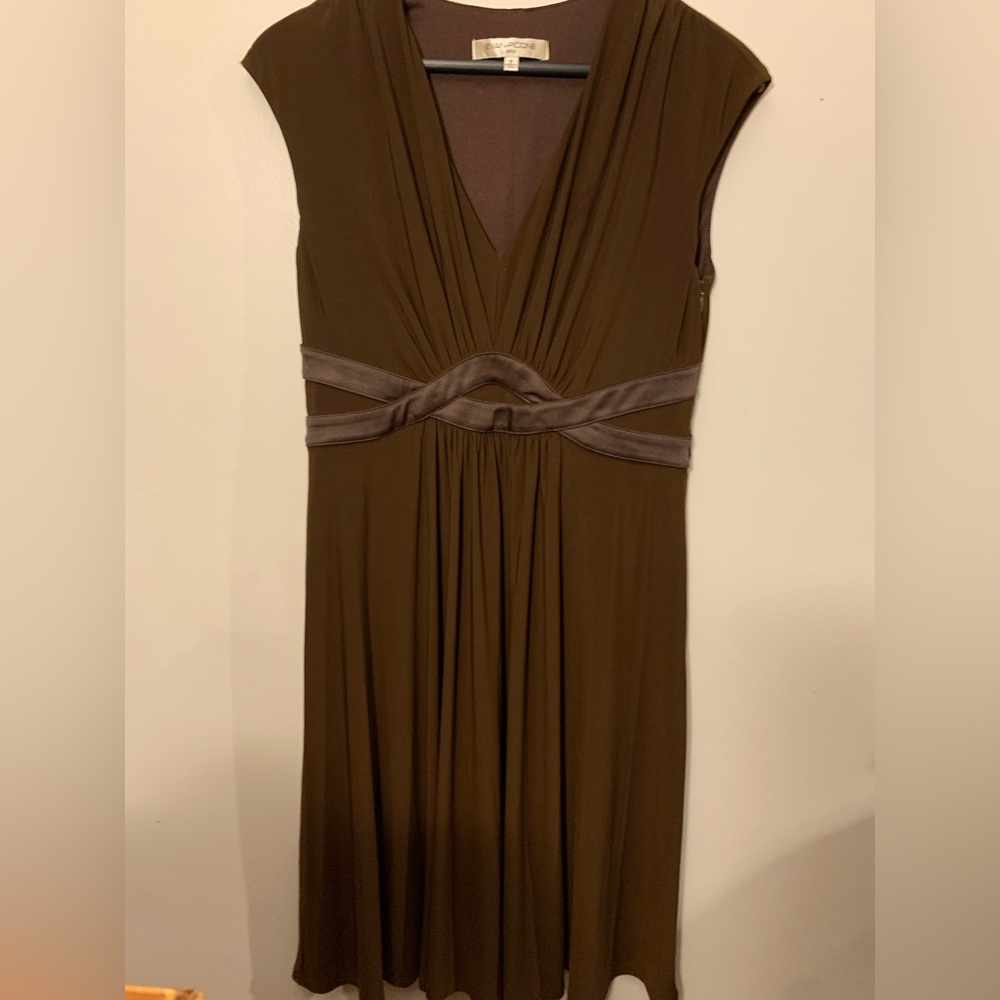 Evan-Picone Brown Empire-waist Midi Dress size 8
